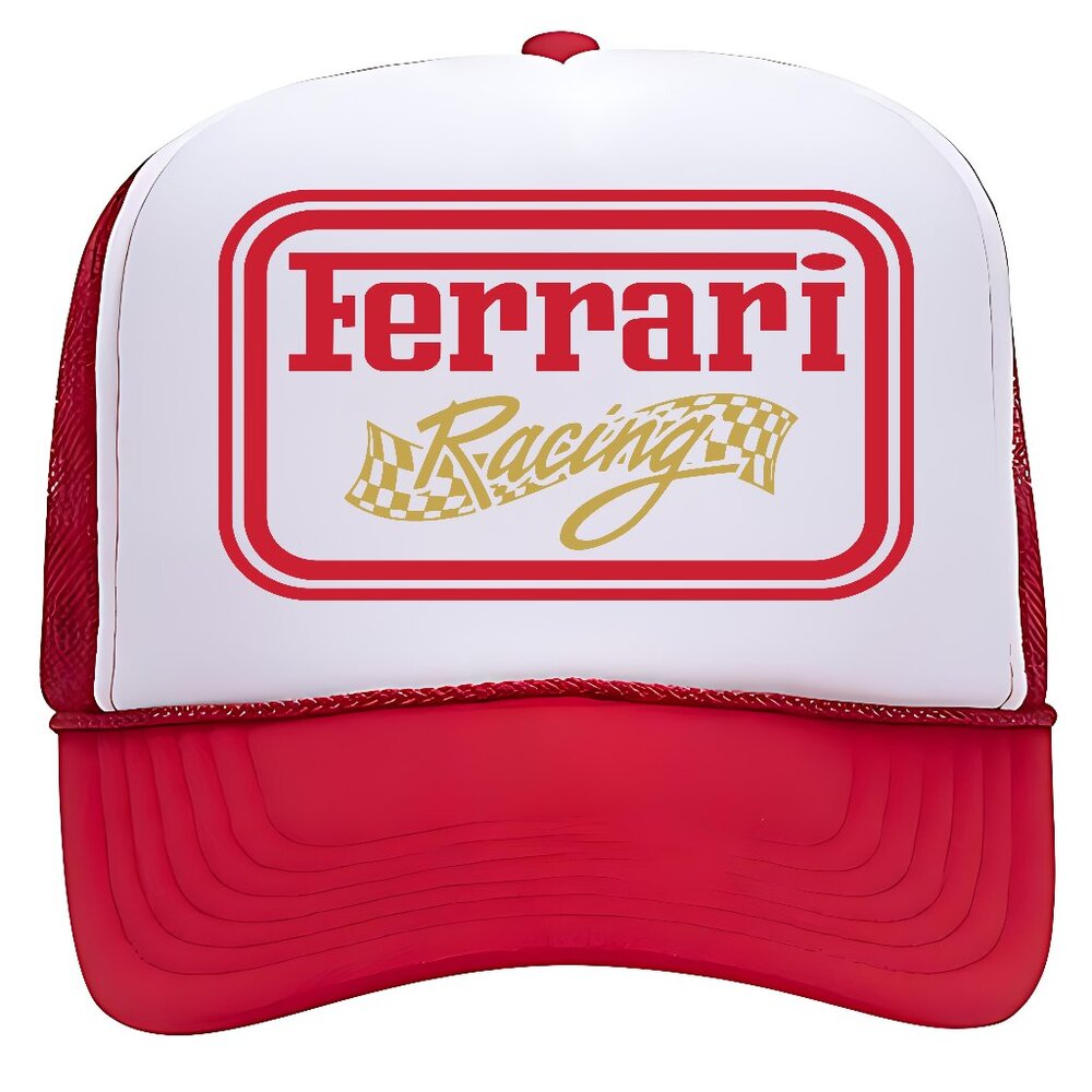 80s F1 Racing Retro Vintage Style Ferrari Trucker Hat Grand Prix Formula Race